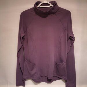 Hyba Ladies Long Sleeve Purple Mock Neck Exercise Top
